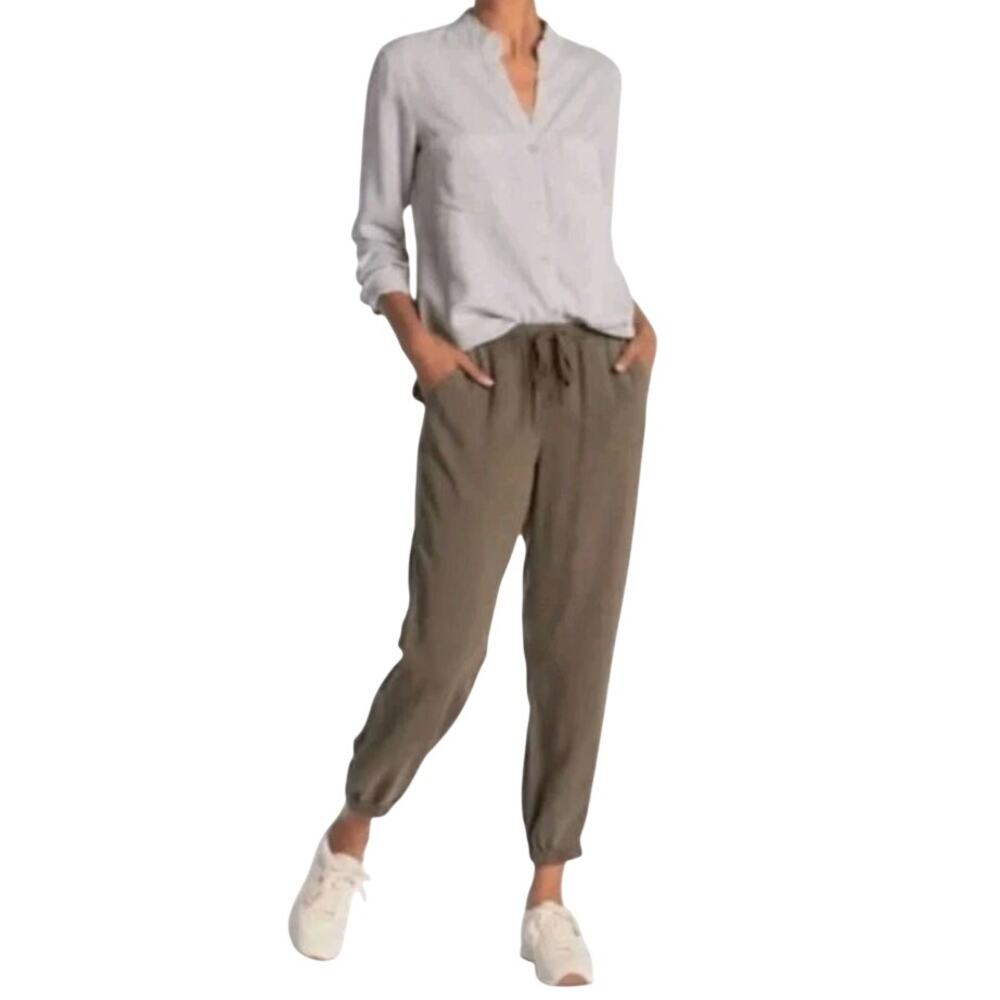 Anthropologie Cloth & Stone Olive Green Tencel Jogger Ankle Pants Small-Utility